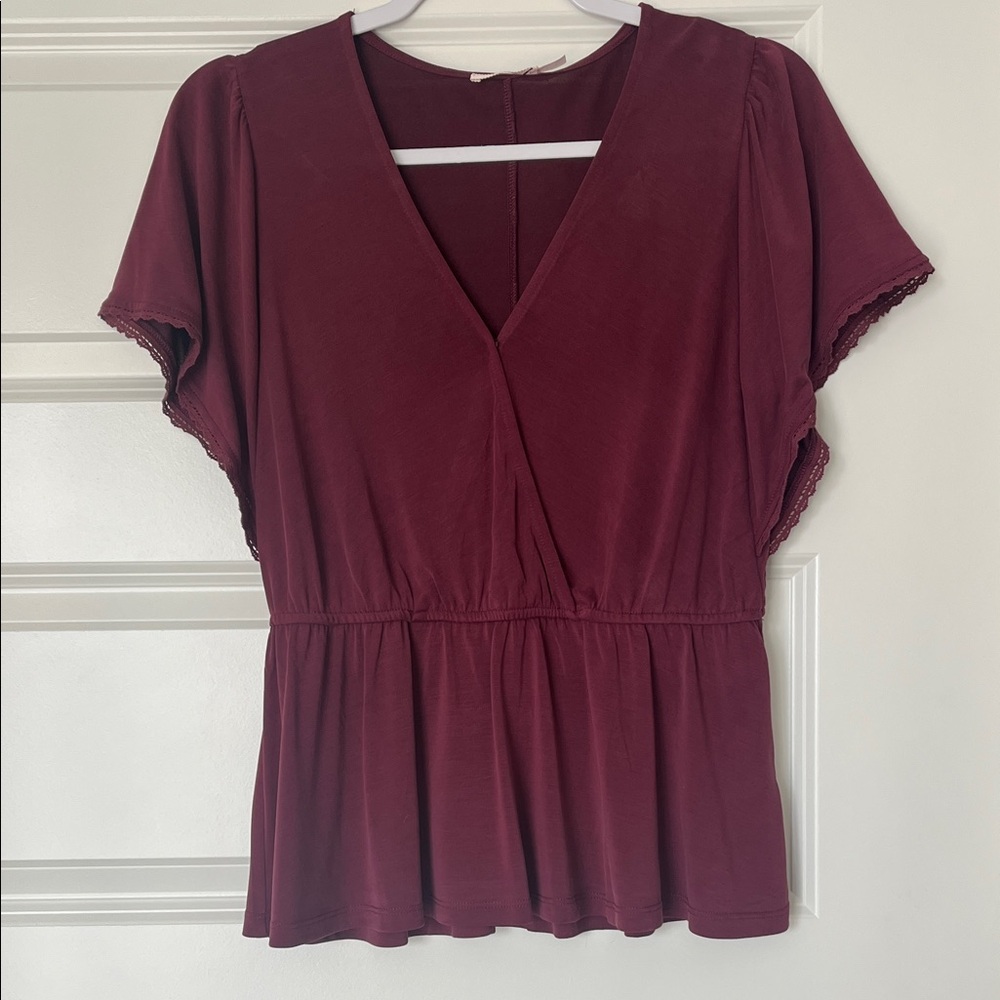 Franchesca’s Burgundy V-Neck Blouse